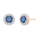 14K Rose Gold~Blue and White Diamond, 10K Rose Gold~Blue and White Diamond
