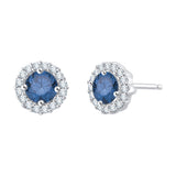 14K White Gold~Blue and White Diamond, 10K White Gold~Blue and White Diamond, Sterling Silver~Blue and White Diamond