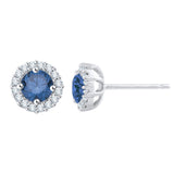 14K White Gold~Blue and White Diamond, 10K White Gold~Blue and White Diamond, Sterling Silver~Blue and White Diamond