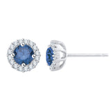 14K White Gold~Blue and White Diamond, 10K White Gold~Blue and White Diamond, Sterling Silver~Blue and White Diamond
