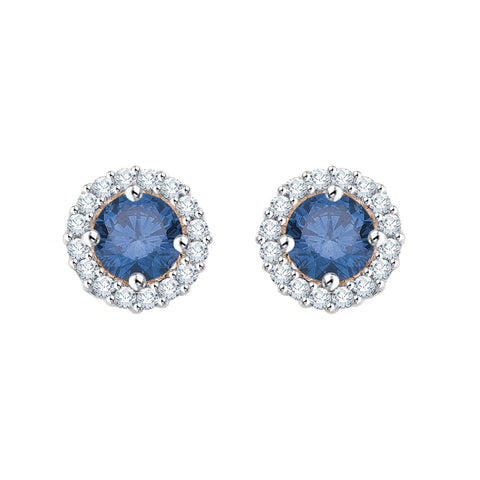 KATARINA Blue and White Diamond Fashion Earrings (1 cttw)
