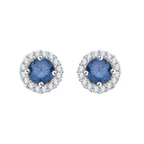 14K Rose Gold~Blue and White Diamond, 10K Rose Gold~Blue and White Diamond