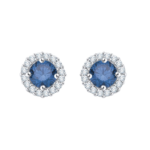KATARINA Blue and White Diamond Fashion Earrings (1 cttw)