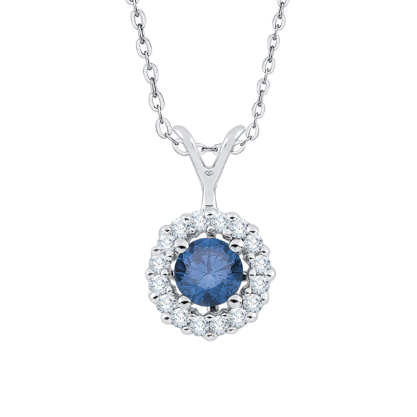 14K White Gold~Blue and White Diamond, 10K White Gold~Blue and White Diamond
