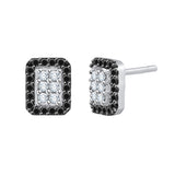 14K White Gold~Black and White Diamond, 10K White Gold~Black and White Diamond, Sterling Silver~Black and White Diamond