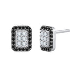 14K White Gold~Black and White Diamond, 10K White Gold~Black and White Diamond, Sterling Silver~Black and White Diamond