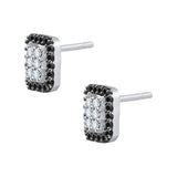 14K White Gold~Black and White Diamond, 10K White Gold~Black and White Diamond, Sterling Silver~Black and White Diamond