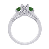 14K White Gold~Green and White Diamond