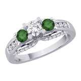 14K White Gold~Green and White Diamond,10K White Gold~Green and White Diamond