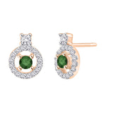 14K Rose Gold~Green and White Diamond
