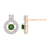 14K Rose Gold~Green and White Diamond