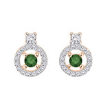 14K Rose Gold~Green and White Diamond