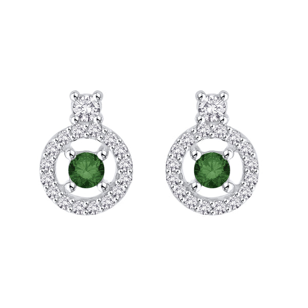 14K White Gold~Green and White Diamond