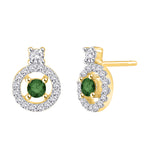 14K Yellow Gold~Green and White Diamond