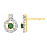 14K Yellow Gold~Green and White Diamond