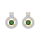 14K Yellow Gold~Green and White Diamond