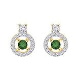 14K Yellow Gold~Green and White Diamond