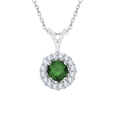 14K White Gold~Green and White Diamond
