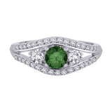 14K White Gold~Green and White Diamond