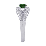 14K White Gold~Green and White Diamond