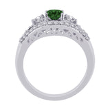 14K White Gold~Green and White Diamond