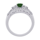 14K White Gold~Green and White Diamond
