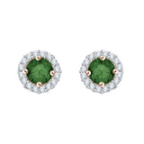 14K Rose Gold~Green and White Diamond