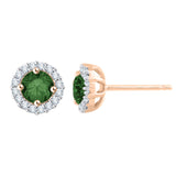 14K Rose Gold~Green and White Diamond