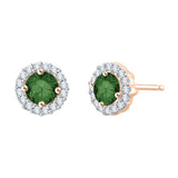 14K Rose Gold~Green and White Diamond