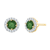 14K Yellow Gold~Green and White Diamond