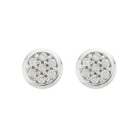 KATARINA Diamond Circle Cluster Earrings and Pendant with Box Chain, Set (1/6 cttw)
