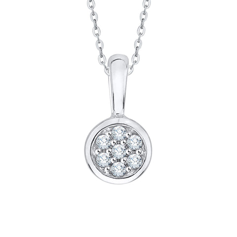 KATARINA Diamond Circle Cluster Pendant Necklace (1/20 cttw)
