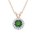 14K Rose Gold~Green and White Diamond