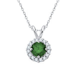 14K White Gold~Green and White Diamond
