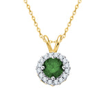 14K Yellow Gold~Green and White Diamond
