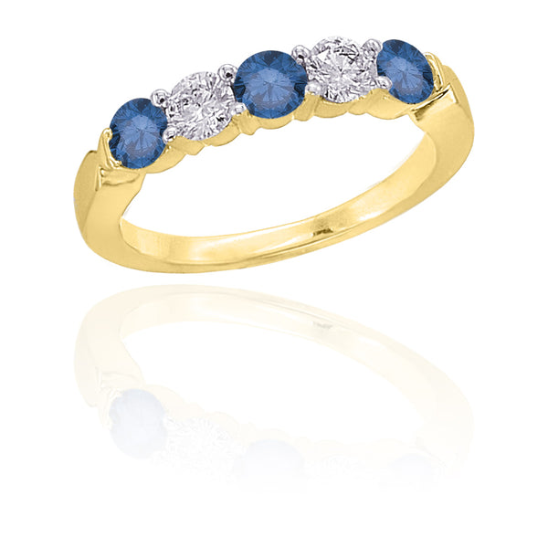 14K Yellow Gold~Blue and White Diamond