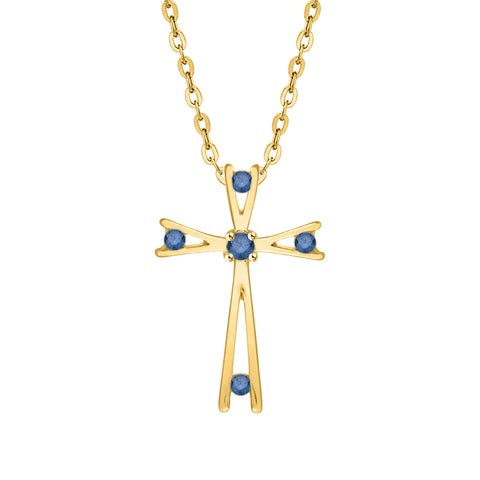 KATARINA Bezel Set Diamond Cross Pendant Necklace (1/10 cttw)