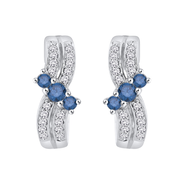 14K White Gold~Blue and White Diamond