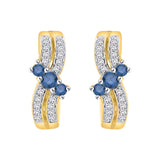 14K Yellow Gold~Blue and White Diamond