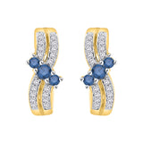 14K Yellow Gold~Blue and White Diamond