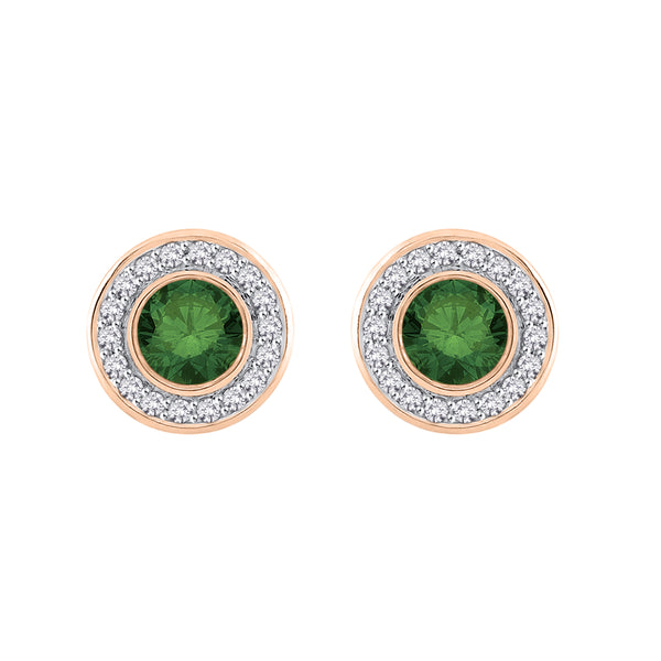 14K Rose Gold~Green and White Diamond