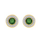 14K Yellow Gold~Green and White Diamond
