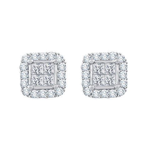 KATARINA 1/2 cttw Round and Princess Cut Diamond Fashion Earrings