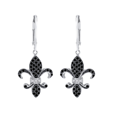 KATARINA 1/3 cttw Lever Back Black and White Diamond 