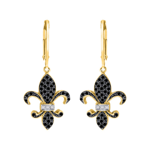 KATARINA 1/3 cttw Lever Back Black and White Diamond 