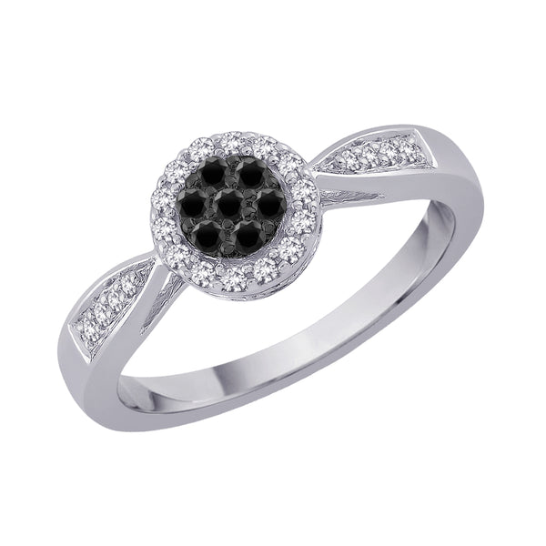 Sterling Silver~Black and White Diamond
