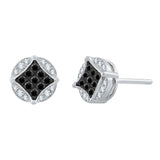 10K White Gold~Black and White Diamond, Sterling Silver~Black and White Diamond
