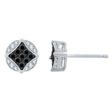 10K White Gold~Black and White Diamond, Sterling Silver~Black and White Diamond