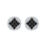 10K White Gold~Black and White Diamond, Sterling Silver~Black and White Diamond