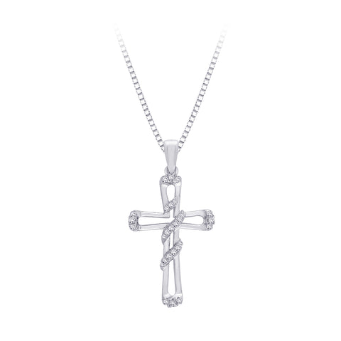 KATARINA 1/6 cttw Diamond Cross Pendant Necklace GH-I2-I3